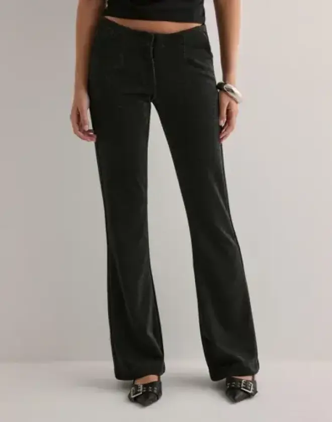 Svart - Glitter Flare Pants