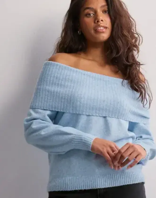 Blå - Onljeanett Life L/S Off Shoulder Cc