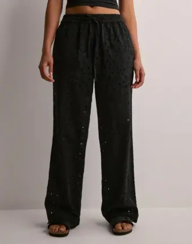 Svart - Pcwendy Mw Broderie Angalise Pant D