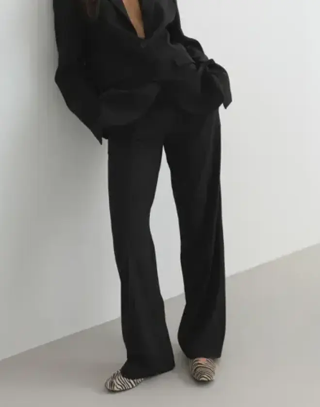 Svart - Low Waist Relaxed Suit Pants