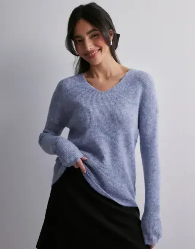 Blå - Onlcamilla V-Neck L/S Pullover Knt