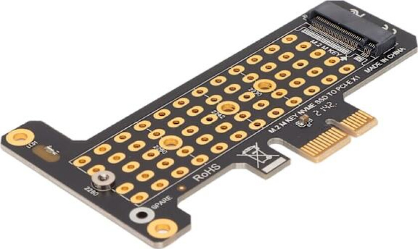 NVMe M.2 til PCIE X1 Riser-kort Aluminium Varmeoverføringsdesign Halvhøyde Baffel NVMe PCIE Adapter for Win for Stasjonær