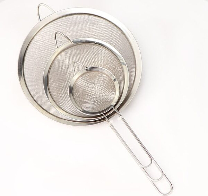 Bilde av Metallsikt Rustfritt Stål, Finmasket Sil | Pakke med 3 Kjøkkenmasker, Sikt for Matlaging, Mel til Baking Rustfri Sil