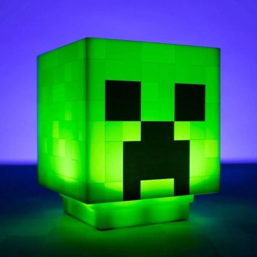 Minecraft Creeper-lampe, dekorativ nattlampe, LED-lampe med lydeffekter, oppladbar, barneromlampe, vegglampe (grønn) - Xin