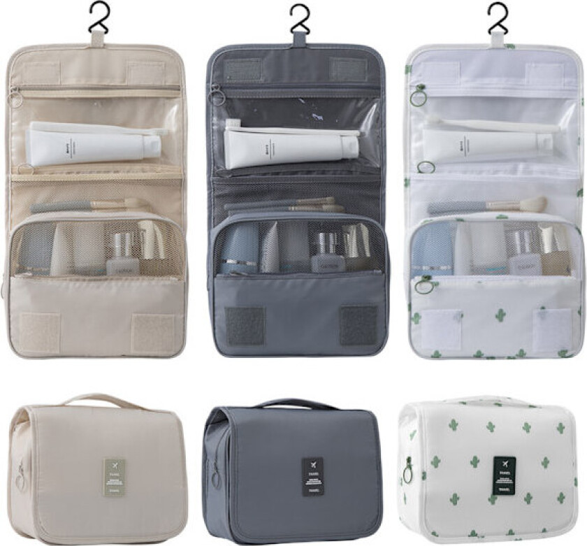 Hengende toalettmappe for kvinner Reise-toalettvesker med krok Beige
