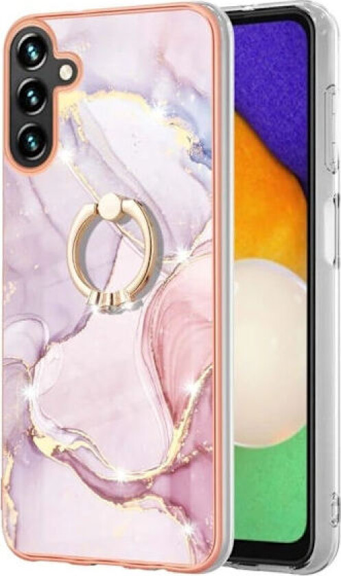 Marmormønstret deksel med ringholder for Samsung Galaxy A56 - Roséguld 005
