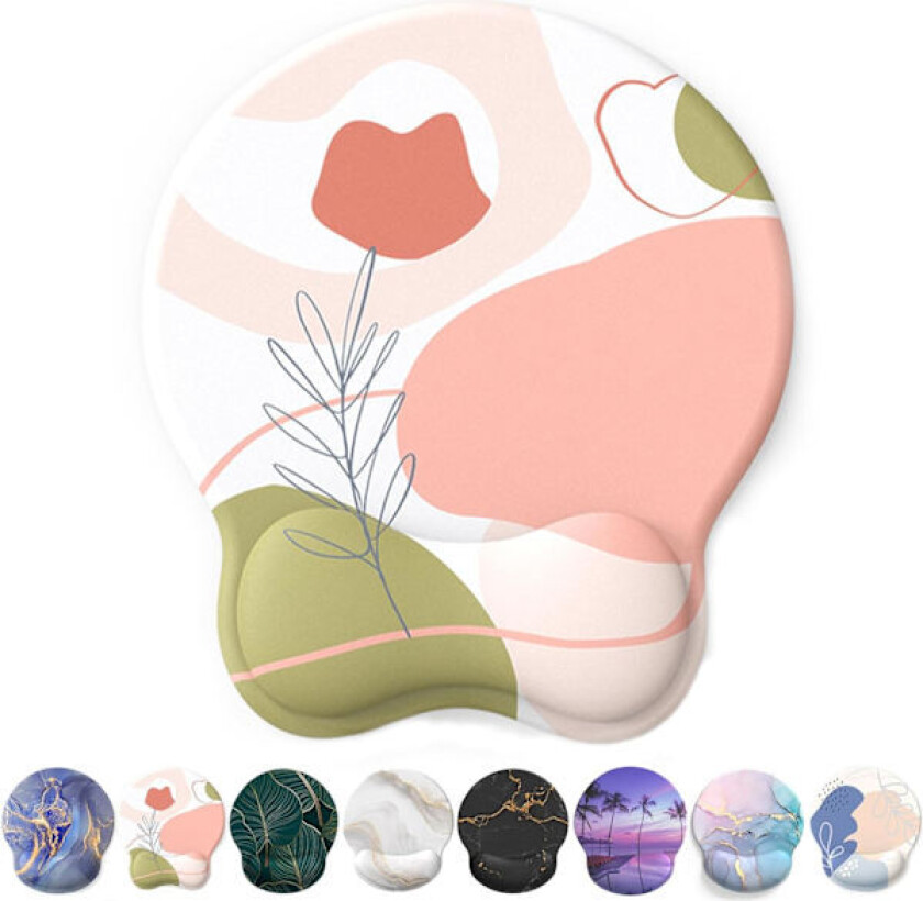 Musematte med håndleddsstøtte, Ergonomisk gelmusematte, Kul musematte for gamere, Musehåndleddsstøtte med sklisikker PU-base (rosa)