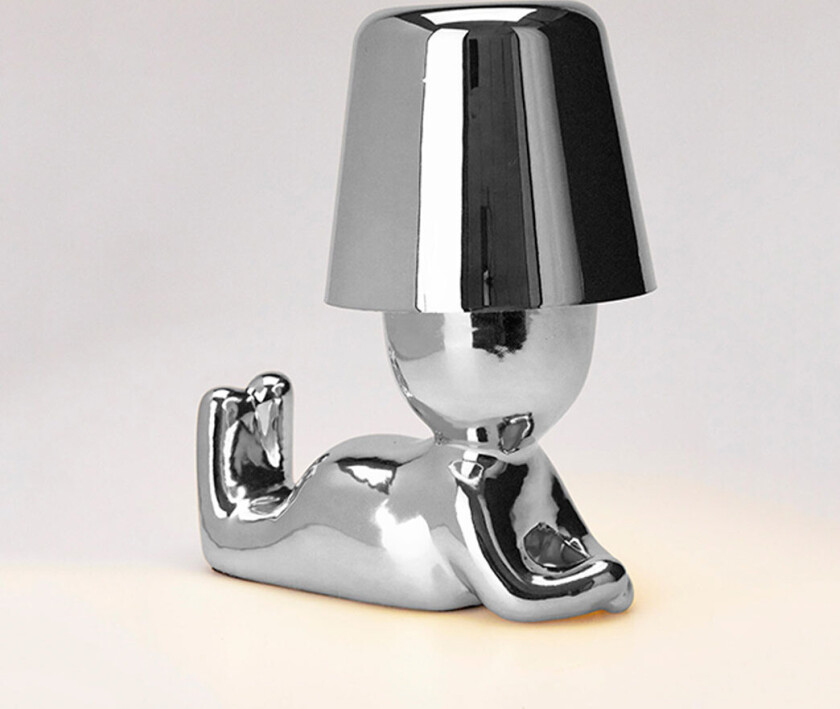 Happy bordlampe liggende oppladbar - krom