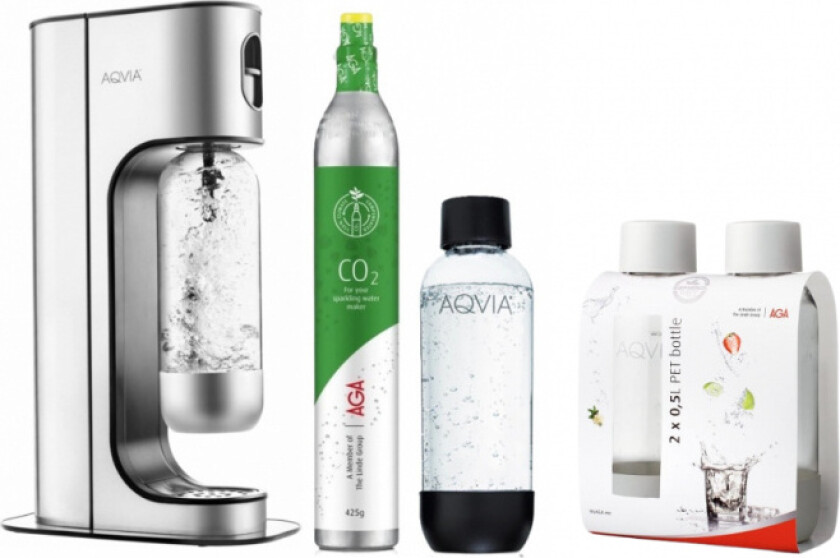 Aqvia Exclusive Steel Black inkl. 4 flasker + kolsyrepatron