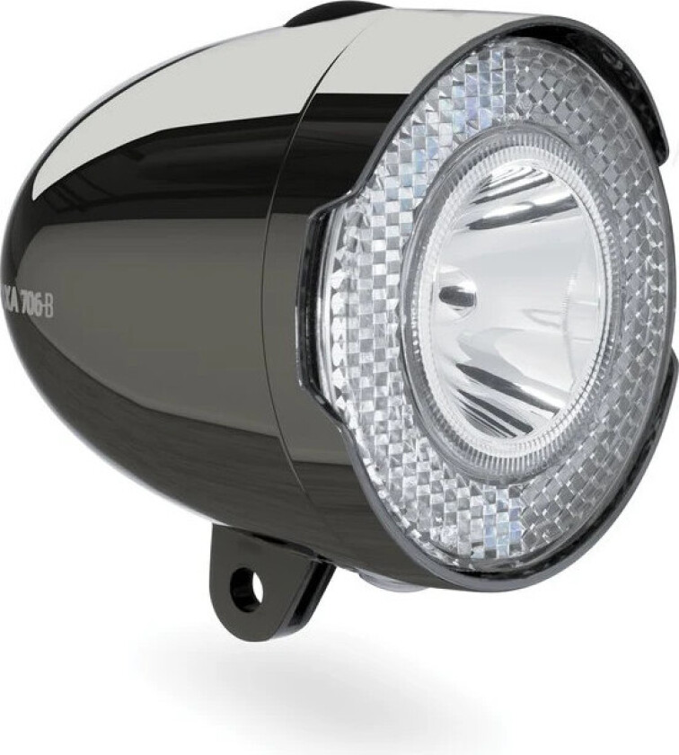 706-B LED Sykkellykt - 15 Lux, Batteridrevet, Mørk Krom