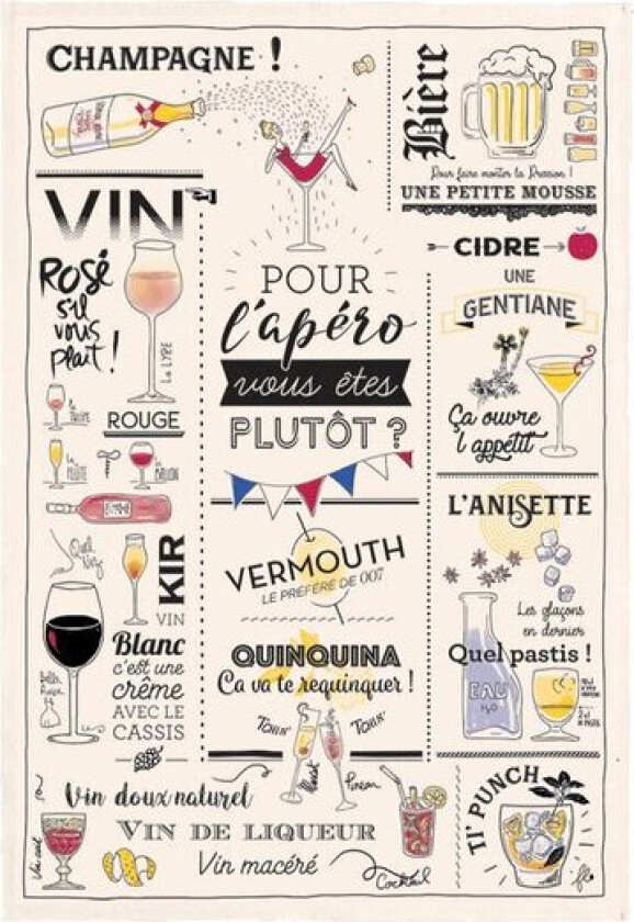 Kjøkkenhåndkle 48x72 cm tid for cocktailer