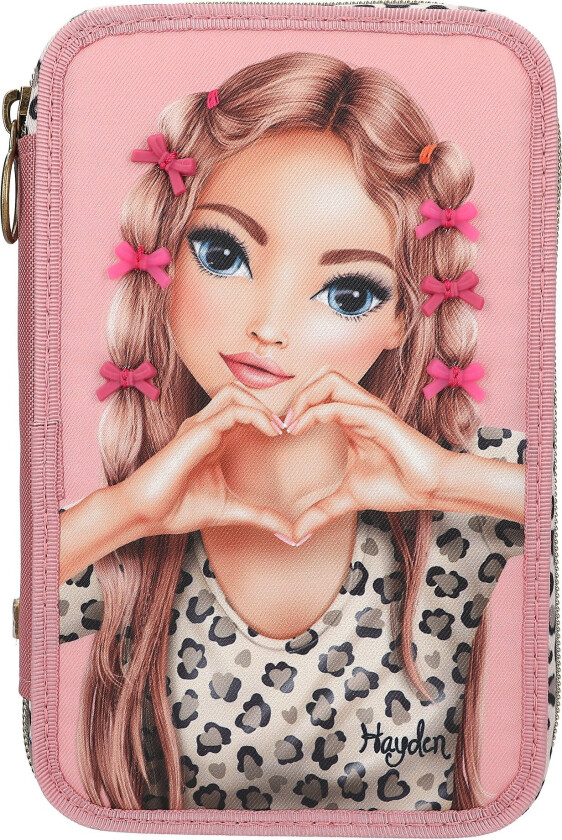 TOPModel - Triple Pencil Case With Bow LEOHEART - Pink