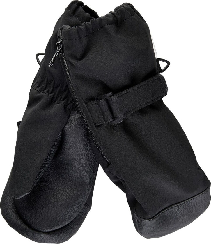 Softshell Mitten W Zip - Black - 122/128