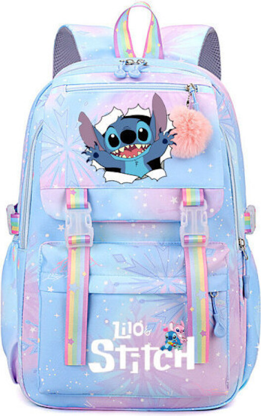 Lilo & Stitch Ryggsekk for Kvinner Gutter Jenter Skoleveske Bokveske for Studenter Tenåringer color3