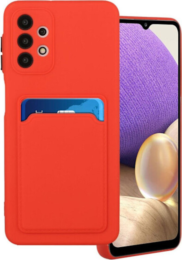 Card Holder Deksel til Samsung Galaxy A52 5G - Rød