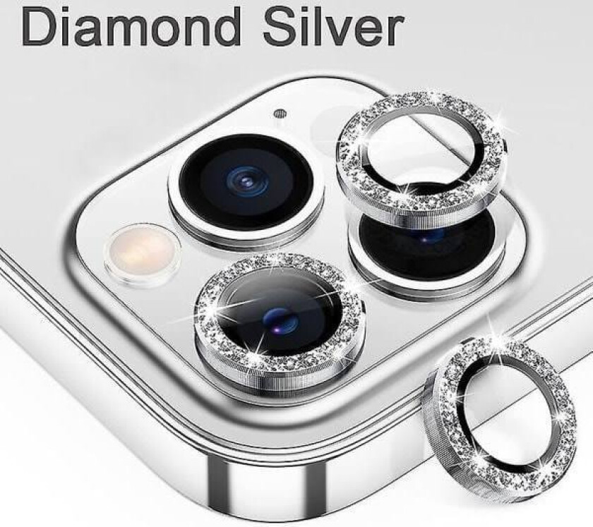 Linsebeskytter for iPhone 11-16 Kamerabeskyttelsesglassfilm Diamantsølv 13/13mini