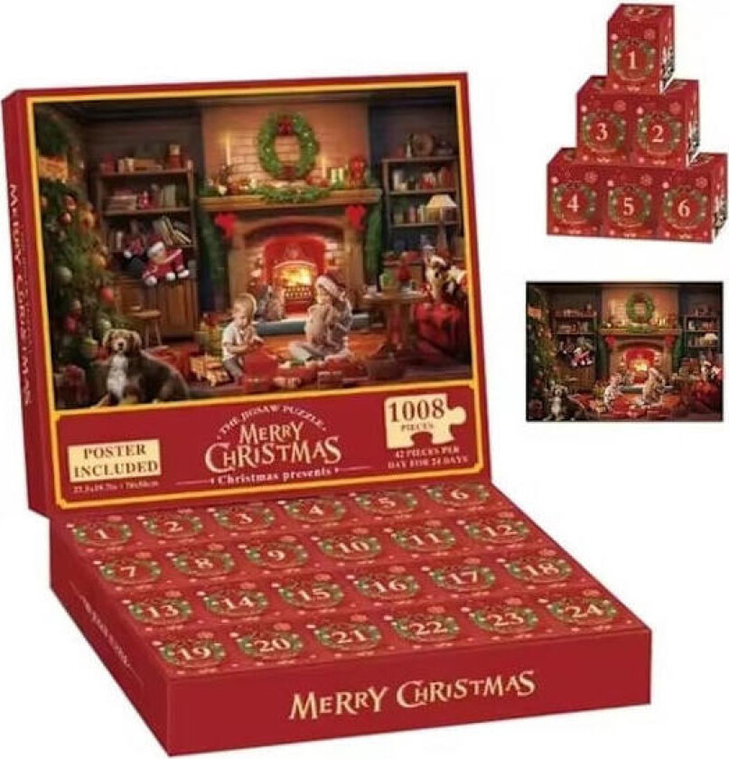 /HH/Adventskalender - Puslespill 1008 Biter - Julekalender 2024 multifarge