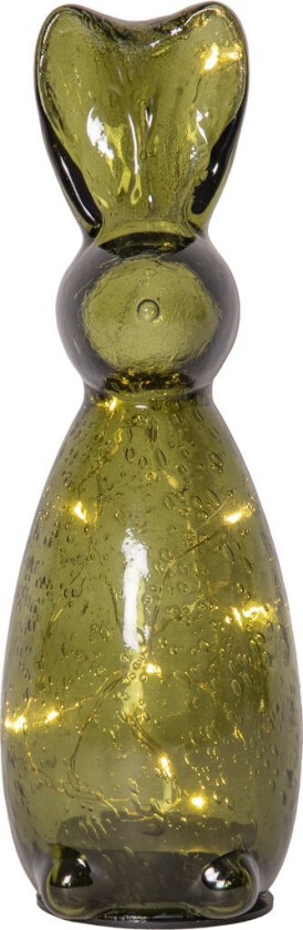 Batteridrevet grønn glassdekorasjon Harry Green kanin 25 cm LED