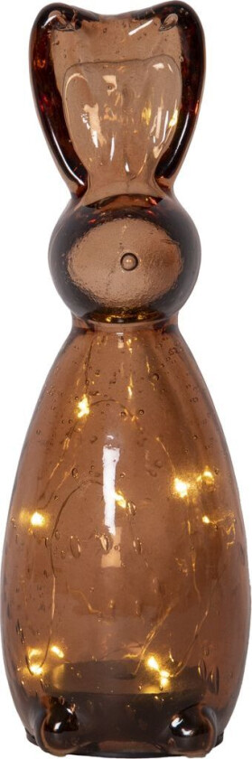 Batteridrevet brun glassdekorasjon Harry Brown kanin 25 cm LED