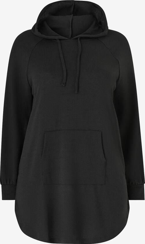 Lang genser med hettegenser - Svart