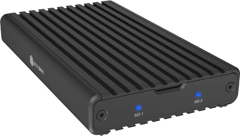 Icy Box IB-2817M PCIe NVMe SSD Kabinett - M.2, 2 Bay, USB-C, Kompatibel med MacOS og Windows - Sort