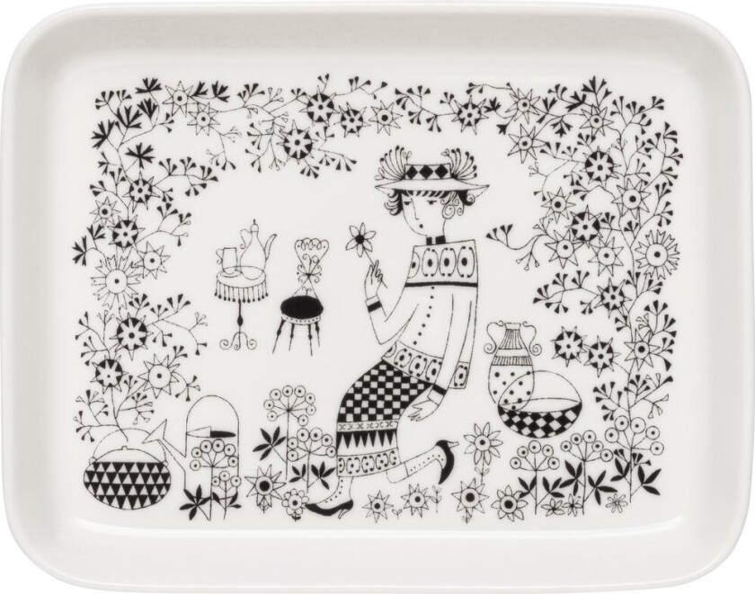 Emilia tallerken 15x19 cm Svart-hvit