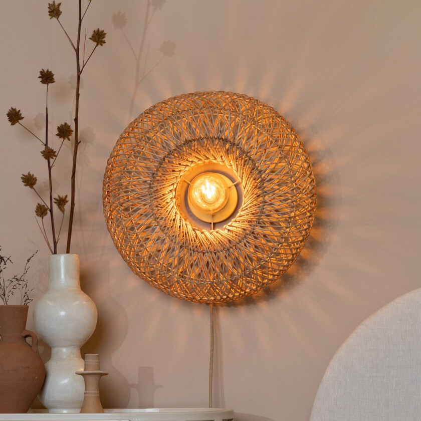 GOOD & MOJO vegglampe Arizona, natur, Ø 50 cm bambusplugg