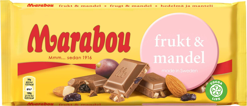 Marabou Frukt & Mandel Sjokoladeplate - 100 gram