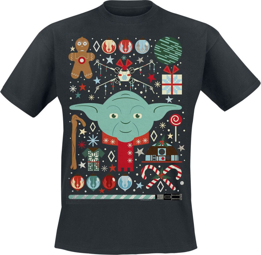Disney T-skjorte - Christmas Yoda - S til XXL - Herrer - svart