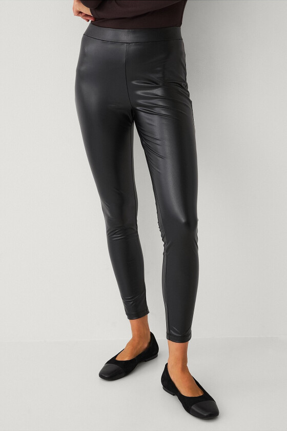 Leggings i skinnimitasjon - Svart