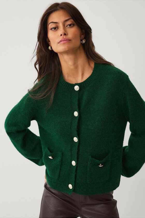 Cardigan med gullknapper - Grønn