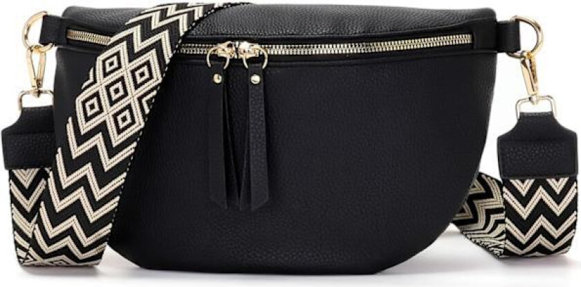 30x20cm Dame Fanny Pack Stor Dame Skulderveske Vegansk Lær Crossbody Vesker Elegant Satchel Gave med Bred Stropp Svart