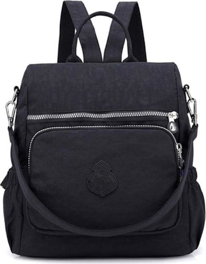 Dame Ryggsekk Kvinner Ryggsekk Håndveske Tyverisikker Vanntett Nylon Skoleveske Reise Casual Daypack Mote Skulderveske Svart