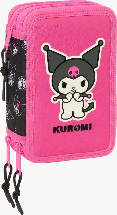 Kuromi Trippelpennal, Rosa/svart - Pennal - Polyester