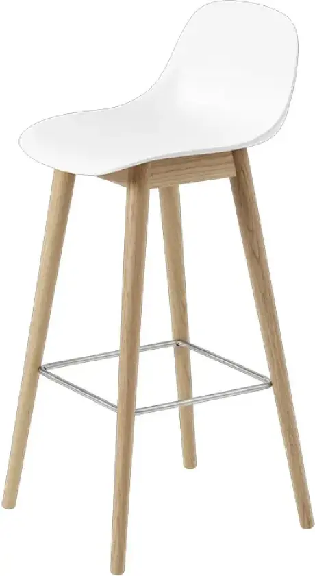 Fiber barstol høy Wood Base - 75 cm - Natural White/Oak