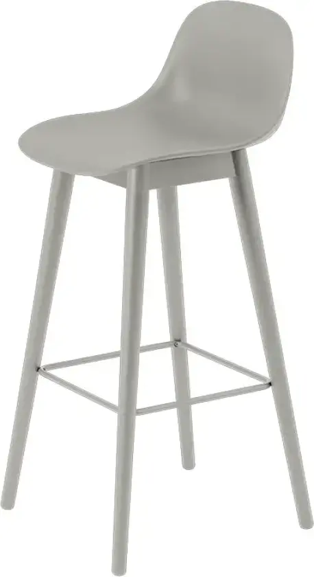 Fiber barstol høy Wood Base - 75 cm - Grey/Grey