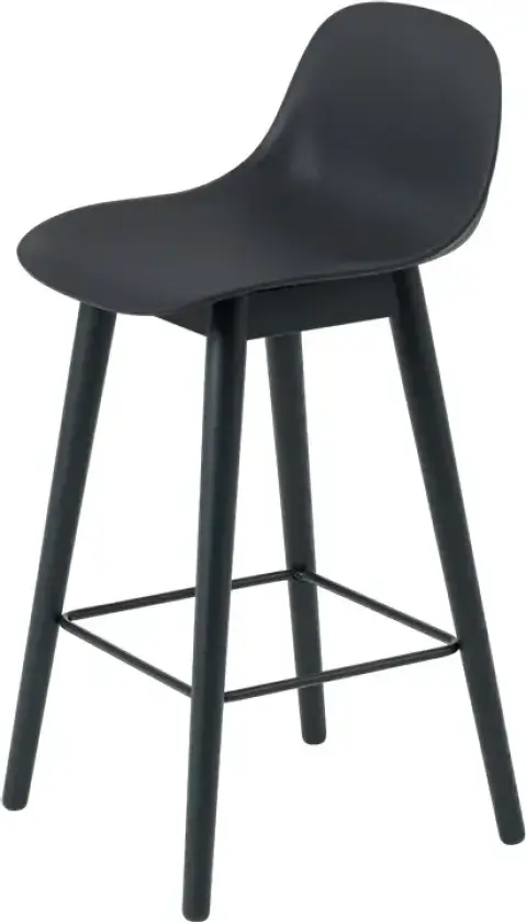 Bilde av Fiber barstol låg Wood Base - 65 cm - Black/Anthracite