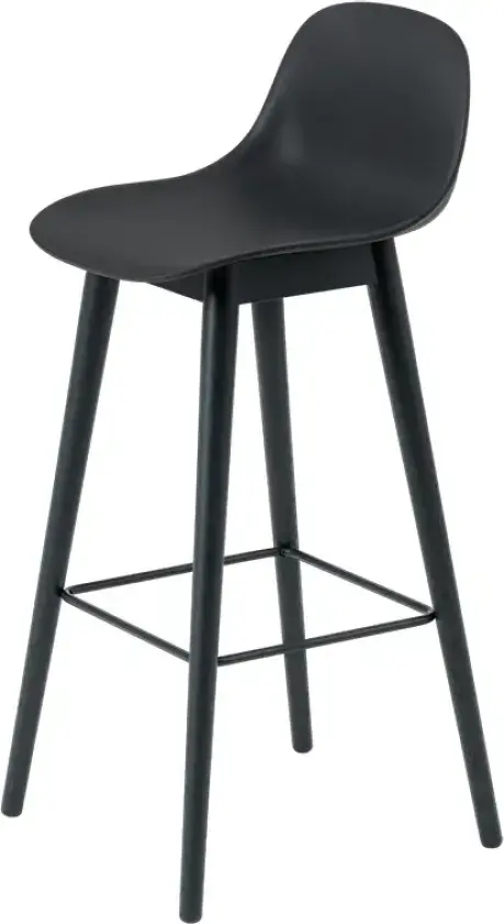 Bilde av Fiber barstol høy Wood Base - 75 cm - Black/Anthracite