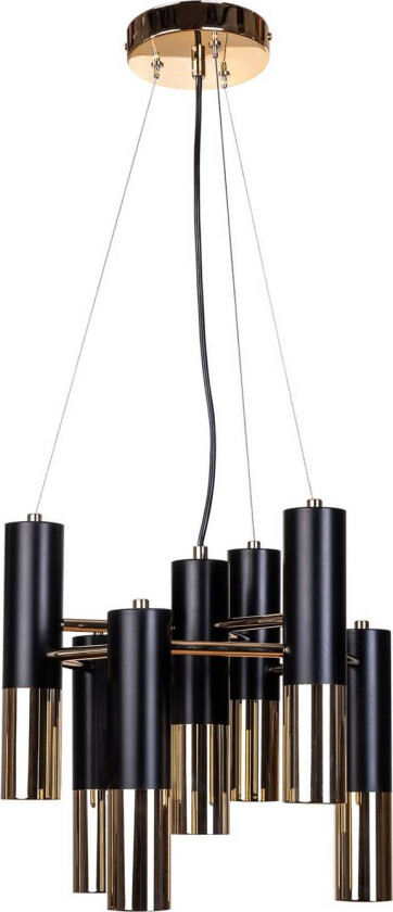 Pendellampe Orino, svart/gull, metall, 7 lyskilder, GU10