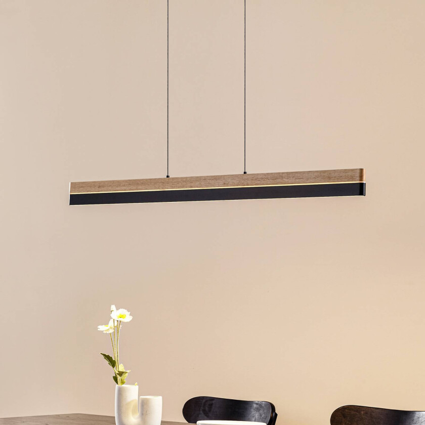 Lucande LED-pendellampe Holven, tre, CCT, lengde 113 cm