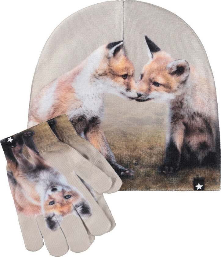Kaya Sett Med Lue Og Fingerhansker Fox Cubs Fox Cubs 7-12 Y Beige 7-12 år Unisex