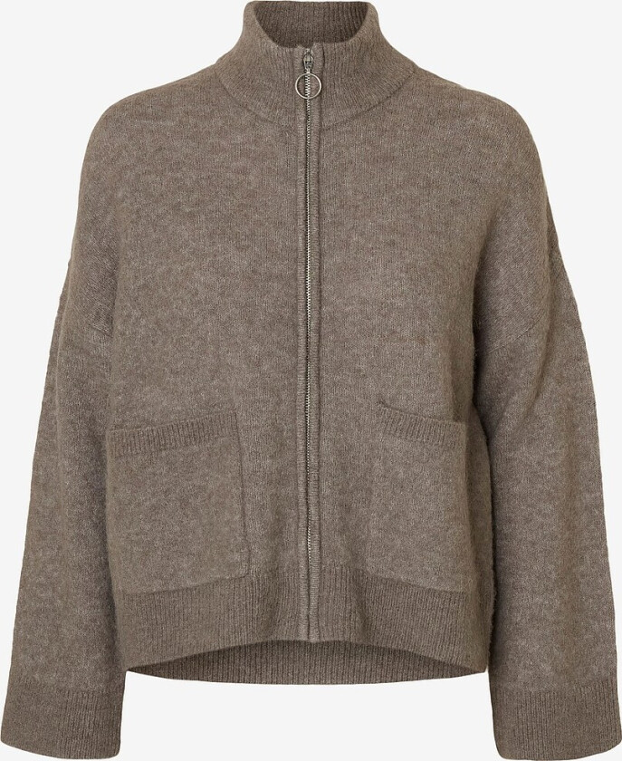 Kardigan slfSia Ras LS Knit Zipper Cardigan - Grå