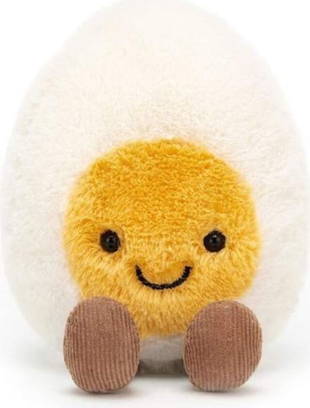 Jellycat Amuseables Kokt Egg Glad Kosedyr, Liten 14 cm | Mat Kosedyr | Morsom Gave