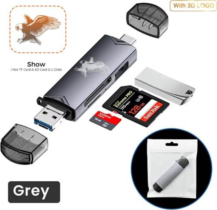 /HH/OTG Type C 6 i 1 Micro TF-kortleser Type c til Usb Otg Adapter USB 3.0 TF-kort USB Flash Drive Multifunksjonell Kortleser