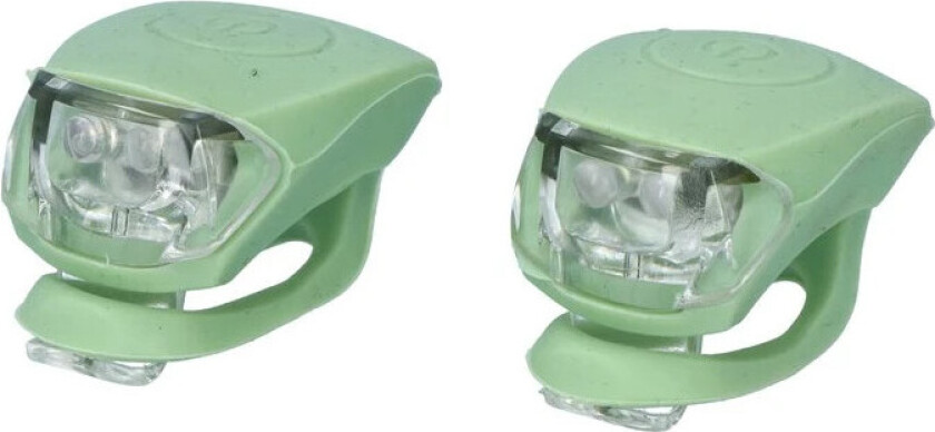 Sykkellykt Sett - 2 LED'er, 3 funksjoner, silikon - Mintgrønn