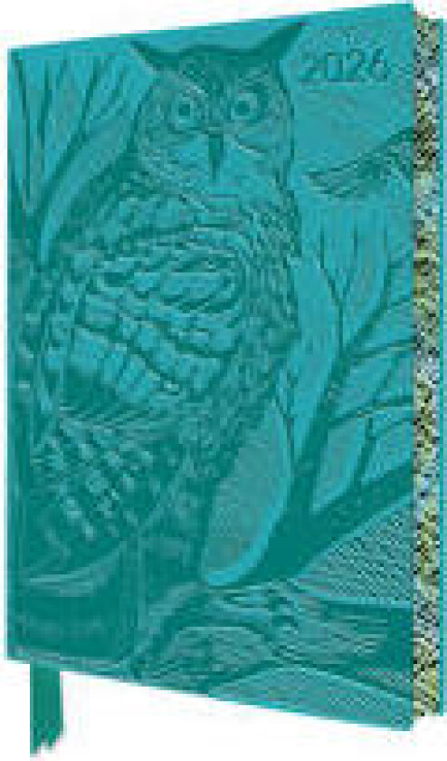 Angela Harding: Long Eared Owl 2026 Artisan Art Vegan Leather Diary Planner - Page to View with Notes