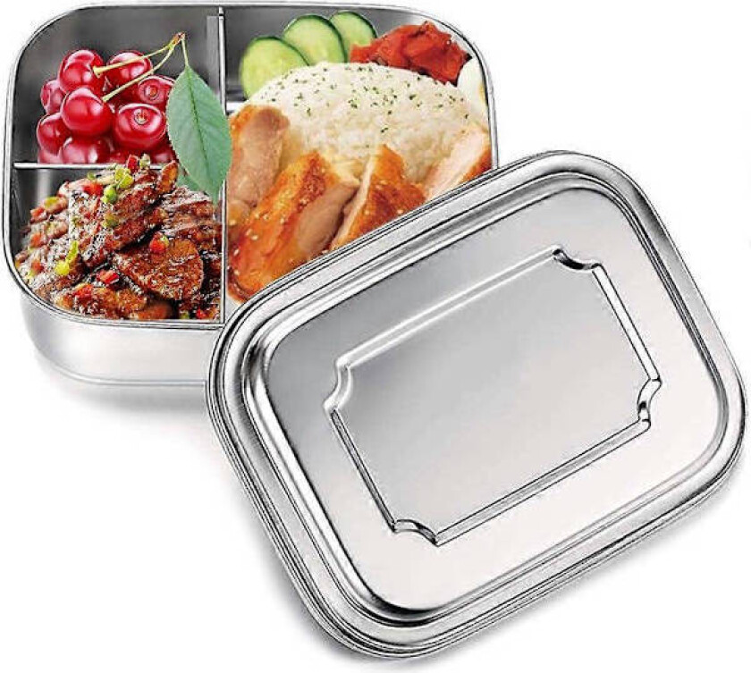 Matboks, Bento Boks Barn, Bento Boks 1000 ml Rustfritt Stål Bento med 3 Rom