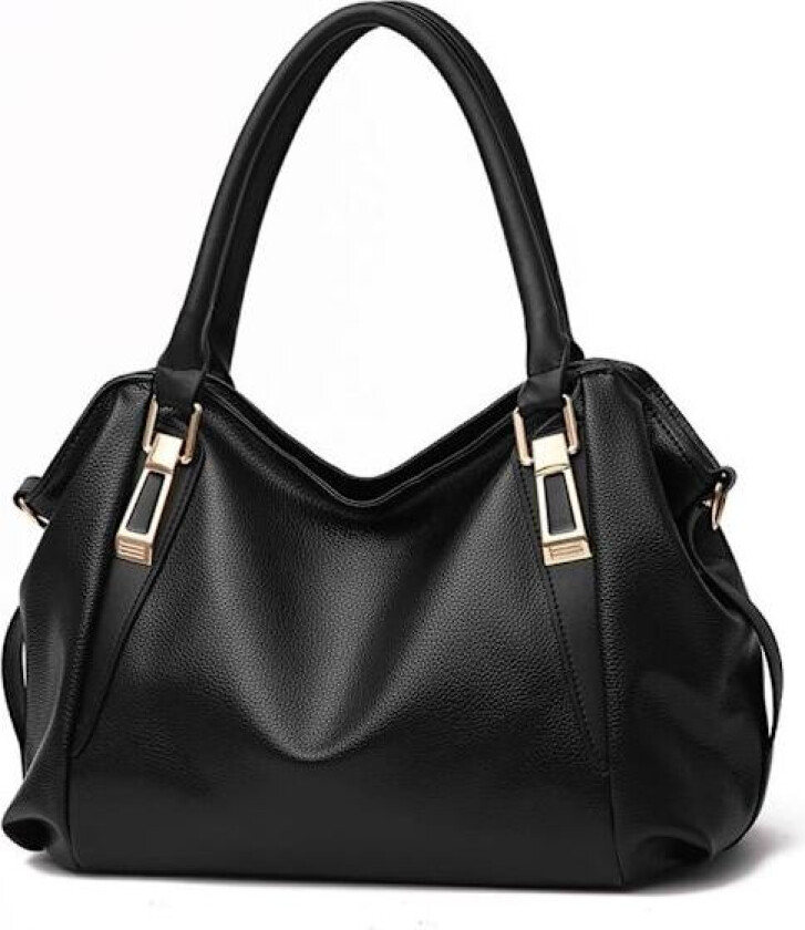 Dame Håndveske Messenger Bag, Stor Dameveske i Mykt Kunstskinn med Øvre Håndtak, Skulderveske, Crossbody-vesker - Xin Svart