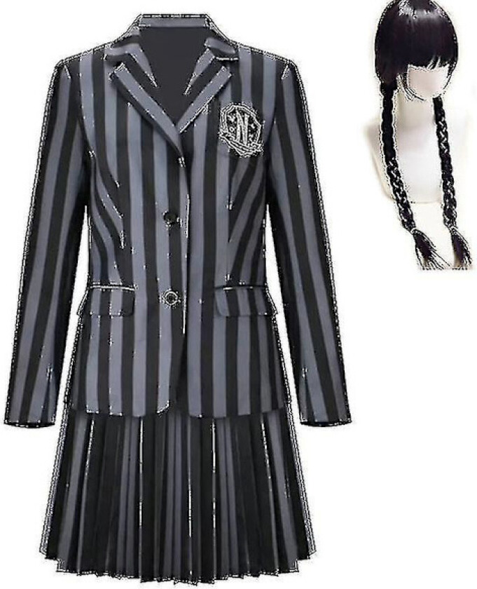Wednesday Addams Kostymesett Nevermore Academy Skoleuniform Halloween Karneval Festdrakt For Voksne Barn -a