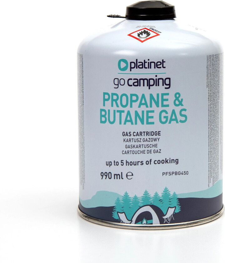 Bilde av Butan/Propan Gasspatron – 450g, 5,76 kWh, 7/16" ventil – Sølv